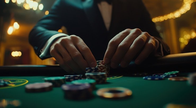 Roulette wheel and betting layout in live studio